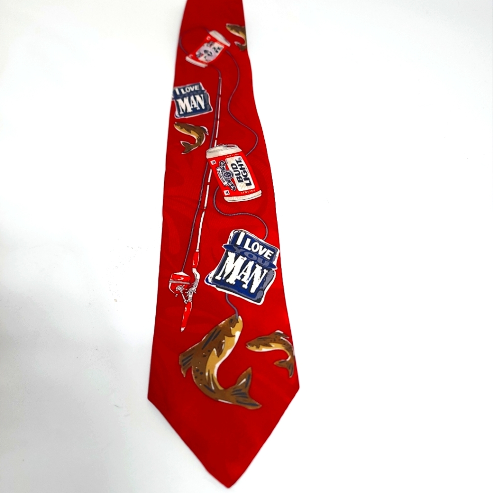 Budweiser Mens Tie Genuine Collection MMG Corp 1996 I Love You Man Red